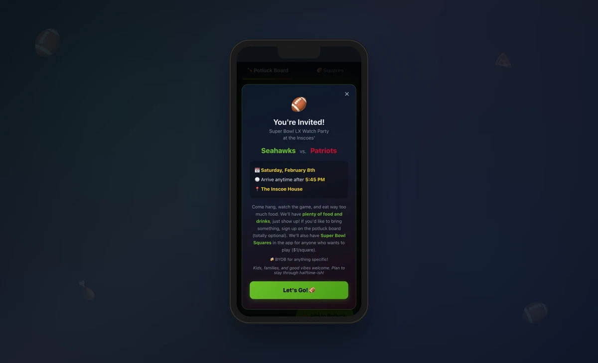 Super Bowl Party App